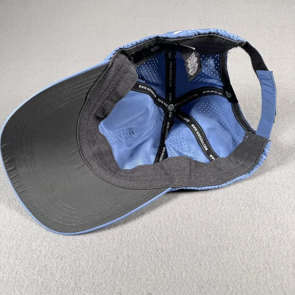 Nike Golf Hat Cap Strap Back One Size Blue Perforated Swoosh SQ ONE‎ Mens
